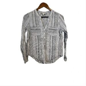 Women's Lucky Brand Grey & White Striped Blouse